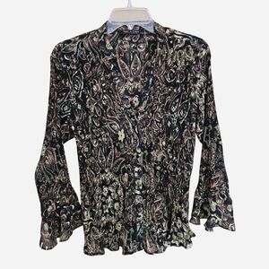 y2k boho whimsigoth black brown green shirt